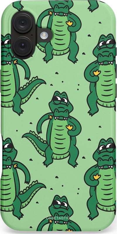 Casetastic hoesje geschikt voor Apple iPhone 16 Plus - MagSafe - Dubbellaagse bescherming - Kroko dans - Fashion Case - Mintgroen