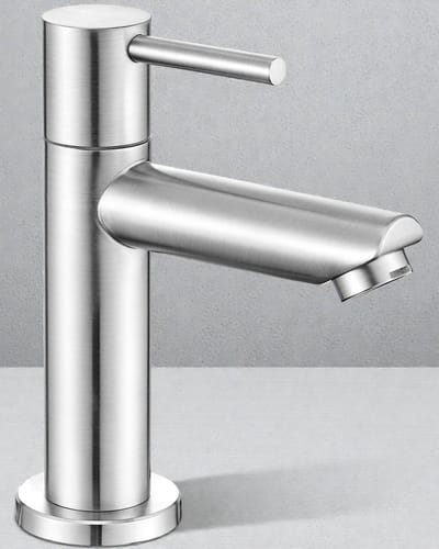 CECIPA Max Badkamerkraan Koudwaterkraan - Wastafelkraan Koud Water - Koudwaterkraan - RVS - Waterbesparend - Wastafelkraan - inclusief aansluitingen - Zilver