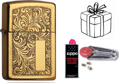 Geschenkset Zippo- ZIPPO met ZIPPO BENZINE en Vuursteentjes-uniek cadeau