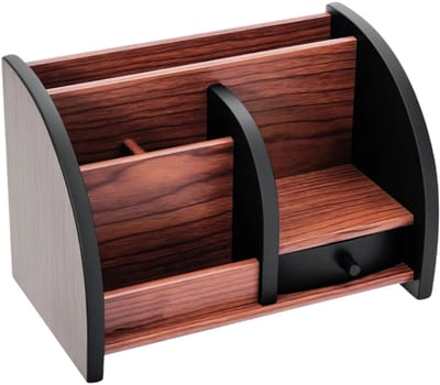 Penhouder bureau-organizer – Voor het organiseren van kantoorbenodigdheden op bureau of werkplek – opbergbak voor pennen en kleine kantooraccessoires – 20,0 × 11,8 × 13,5 cm – zwart, wit en grijs – kunststof