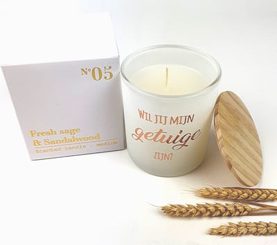 Geurkaars in glas - Getuige vragen - Wil jij mijn getuige zijn - Geurkaarsen geschenkset - Geurkaars in pot - Getuigen vragen huwelijk - Geurkaars - WIT