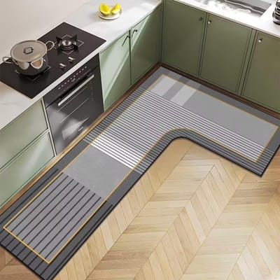 Nordic Licht Luxe Diatomeeënaarde Huishoudelijk L-vormig Keukenvloermat Waterabsorptie Antislip Sneldrogend en Onderhoudsvriendelijke Vloermat 80*120*45cm