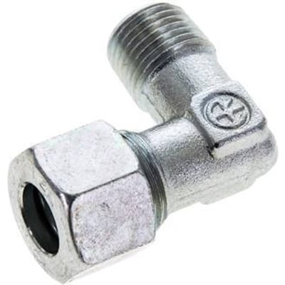 12L & M16x1.5 (con) Verzinkt Stalen L-Vorm Snijringkoppeling Buitendraad 315bar ISO 8434-1