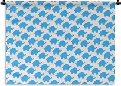 Wandkleed - Wanddoek - Blauw - Olifant - Design - 120x90 cm - Wandtapijt