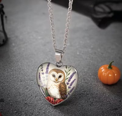 Halsketting kerkuil hanger hartvorm – inclusief ketting en koord
