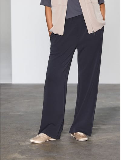 Next - Dames - Slinky superzachte jersey modal blend wijde pijpen pull-on broek - Zwart