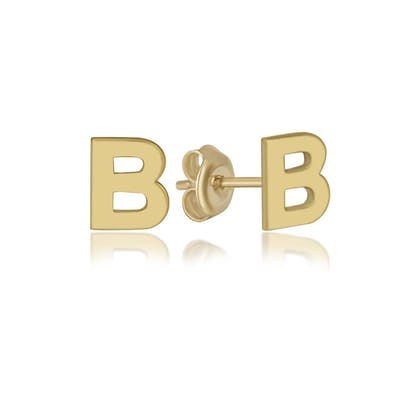 Letter B Gold Plated Initial Oorknoppen Zilveren (zilvergehalte 925 Sterling) (goudkleurig)