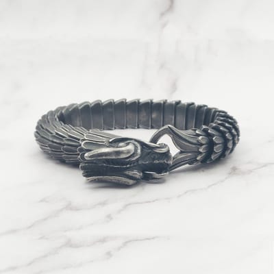 Mei's - Viking The Wyrm - armband heren - draak - RVS grijs - polsmaat 18 cm