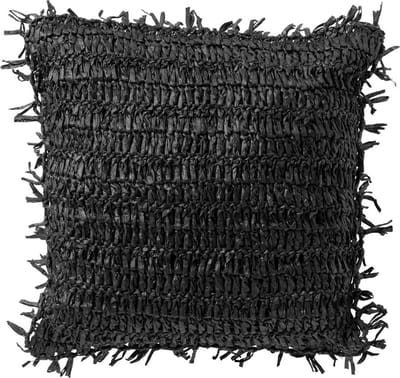 Dutch Decor ANTONIO - kussenhoes 45x45 cm - effen kleur - raffia - Raven - zwart - met rits - zonder binnenkussen
