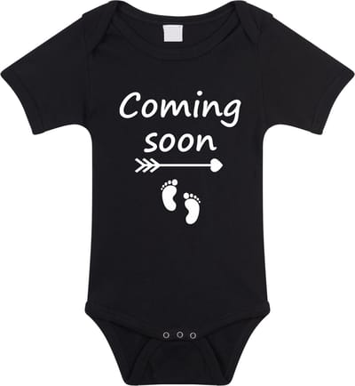 Rompertje met leuke tekst Coming Soon | zwangerschapsaankondiging opa oma | kraamcadeau | Zwart | maat 56