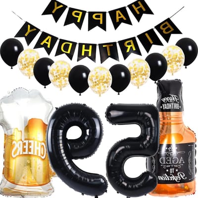 Feestelijke Versiering voor 59e Verjaardag met Ballonnen, Folieballon en Helium Ballonnen voor Mannen en Vrouwen, Perfect voor een Whiskey en Bier Themafeest