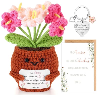Dailygoods- Sleutelhanger Gehaakt - Knuffel Vriendin - Cadeau voor Vrouwen - Praktisch Accessoire - Persoonlijke Boodschap - Handgemaakt Design