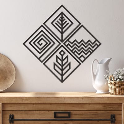 Wanddecoratie 4 Elementen - Muurdecoratie 4 Elementen - Muurdecoratie Hout - Wanddecoratie Hout - Muurdecoratie Woonkamer - Wanddecoratie Woonkamer - Wanddecoratie Industrieel - Wanddecoratie Dieren - Home Decor - Wall Line Art - 84 x 84 cm