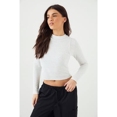 Dames DSGN Studio Dubbele Laag Lange Mouw Top | Asgrijs | Maat: XS