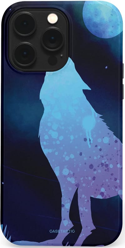 Casetastic Hoesje Geschikt voor Apple iPhone 14 Pro Max Magsafe - Stijlvolle Beschermende Duo-layer Case - Blauwe Wolvennacht