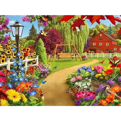 Huis 5D DIY Diamond schilderij binnenplaats tuin borduren kruissteek strass mozaïek Home Decor 20X30CM beige