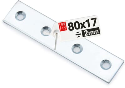 LUN FIX - Meubel vlakverbinder - 80x17x2mm - verzinkt zilver - gatplaat