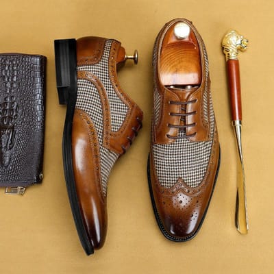 Heren leren schoenen zakelijk formeel casual Brits retro brogue gesneden denim individueel jeugd bruiloft schoenen 38