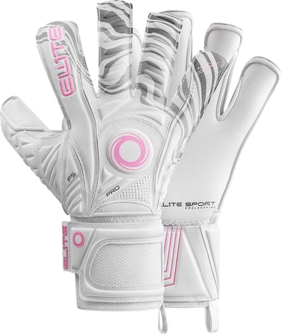 Elite Sport Fluir Keepershandschoenen - Wit / Roze | Maat: 5