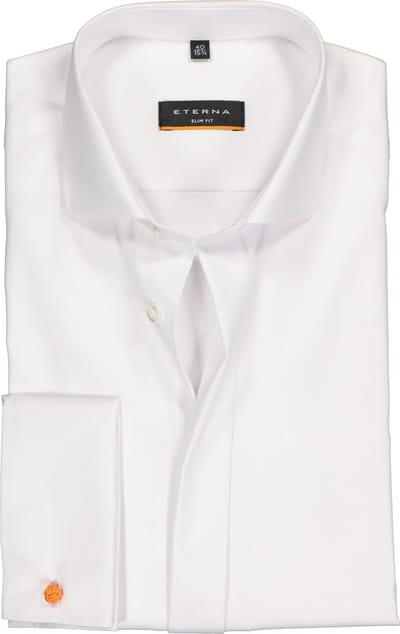 ETERNA slim fit smoking overhemd - dubbele manchet - niet doorschijnend twill heren overhemd - wit - Strijkvrij - Boordmaat: 44 (EU maat: XL)