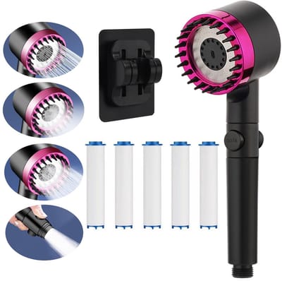 Allecto - Shower Head High Pressure - Hoge druk douchekop - Modern design - Zwart paars - Douche ervaring - Ideaal voor dagelijks gebruik - Stijlvo...