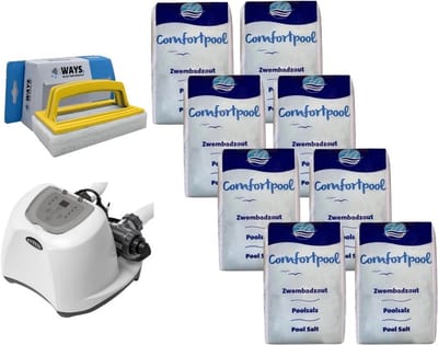 Intex - Zoutwatersysteem 26670GS & Zwembadzout 160 kg & WAYS Scrubborstel