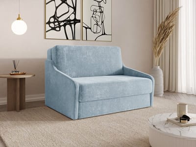 FLY 120 - Slaapbank - Compact en Multifunctioneel - 135 x 115 x 90 cm - Eenvoudig Uitklapbaar & Decoratieve Stiksels - Lichtblauw (VIBE 70)