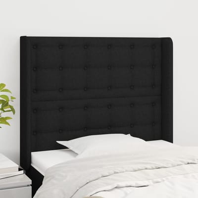 vidaXL - Hoofdbord - met - randen - 83x16x118/128 - cm - stof - zwart