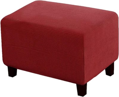 Ottomaanse Voetenbankhoes - Poefhoes Stoelhoes - Meubels Beschermen - Elastisch Antislip Ontwerp - 109 x 78 x 50 cm - Wijnrood