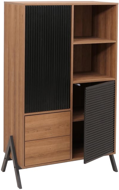 Hoge kast MCW-O40, kast highboard met deuren, opbergvakken, lades, MDF, metaal, melamine, 138x79x40cm ~ naturel