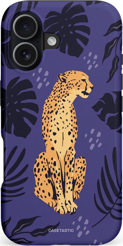 Casetastic hoesje geschikt voor Apple iPhone 17 - MagSafe - Dubbellaagse bescherming - Cheetah elegantie - Fashion Case - Donkerblauw