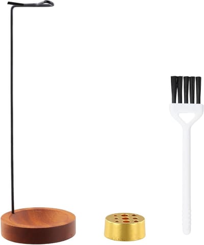 Dailygoods - 2-in-1 wierookhouder, handgemaakte houten basis, 9-gaats wierookstokhouder met reinigingsborstel, wierookbrander voor thuiskantoordecoratie, yoga, theeceremonies, meditatie en spa's
