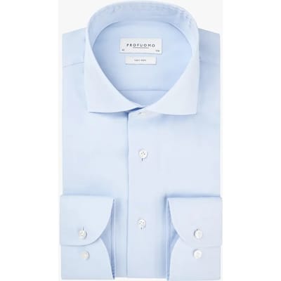 Profuomo slim fit overhemd - mouwlengte 72 cm - twill - lichtblauw - Strijkvrij - Boordmaat: 39 (EU maat: M)