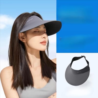 Naadloze Eendelige Zonbeschermingshoed Dames UV-Bescherming Zonnehoed Zomer Sport Grote Rand Open Bovenkant Opvouwbare Zonnehoed Adjustable black