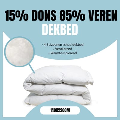 Eleganzzz 4 Seizoenen Schud Dekbed 15% Dons 85% Veren - 4 Seizoenen Dekbed 140x220cm - Veren Dekbed - Donzen Dekbed - Donsdeken 140x220 - Eenpersoons Extra Lang - Dekbedden