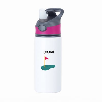 Hacebo® - Golf met eigen naam waterfles met rietje roze - Golfen - Golfer - Sport - water fles - 650ML