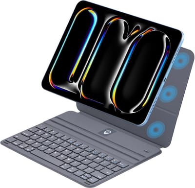 Toetsenbord Hoes Geschikt voor iPad Air 11 inch (2026, M4/2025, M3/2024, M2) - Casemania Bluetooth Magnetisch Smart Folio Draadloos Keyboard Case met Stand - Smart Cover met QWERTY Wireless Toetsenbord - Grijs