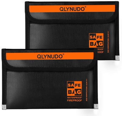 Kleine vuurvaste documententas (8 x 5 inch, externe grootte), 2-pack vuurvaste geldzak voor contant geld met waterdichte rits, vuurvaste buidelset