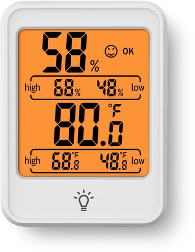 Digitale thermometer hygrometer - Binnenklimaat meter - Klimaat monitoren - Groot helder display - 80x59x23 mm - Wit