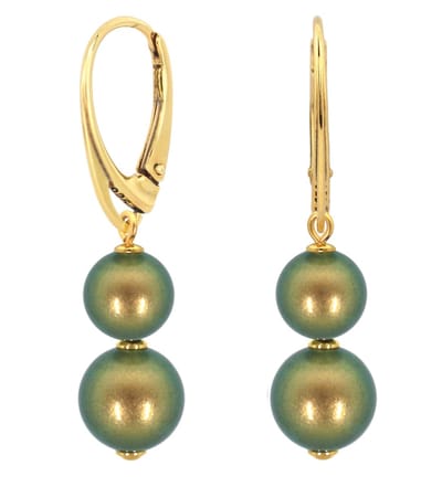 ARLIZI 2366 Oorbellen Swarovski parel groen - verguld - 4 cm