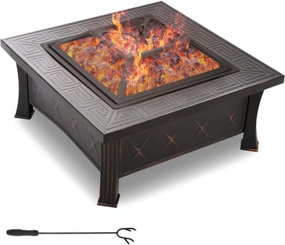Gran Vida® - 3-in-1 Vuurkorf - Grill & IJskoeler - Inclusief Vonkenscherm & BBQ Rooster - 81x81x51 cm