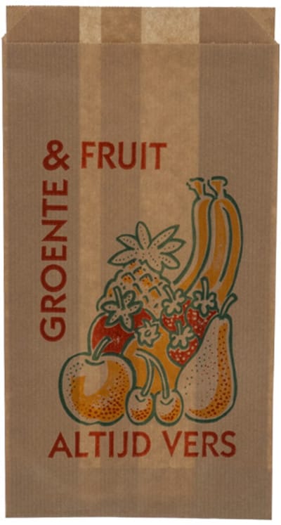 Papieren zak 1 pond kraft (Nr. 1) – groente en fruit ‘Altijd Vers’ – Doos 10 kg