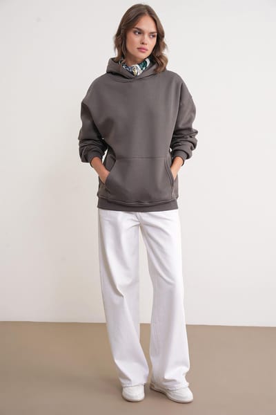 Oversized Hooded Sweatshirt met Zak