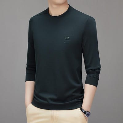 Heren Herfst Revers Lange Mouw T-shirt Herenmode Koreaanse Stijl Jong en Middelbaar Casual Eenvoudig Heren Onderhemd XXXXL