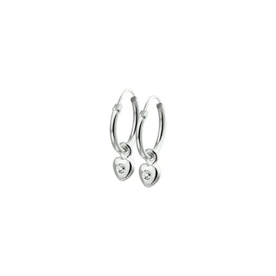 oorringhangers hart strass zilver gerhodineerd