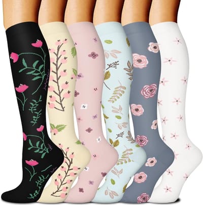 Verpakking van 6 paar unisex compressiesokken, kniekousen, steunkousen - beschermende sportcompressiesokken - S/M-12