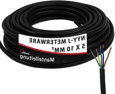 Aardkabel NYY-J - Stroomkabel Grondkabel - Buiten Installeren - PVC Buitenmantel - 5 x 10 mm² 10 meter - Zwart