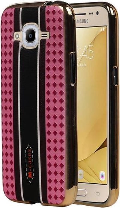M-Cases Roze Ruit Design TPU back case hoesje voor Samsung Galaxy J2 2016