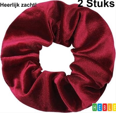 2x Haarwokkel Scrunchie - Bordeaux Rood Velvet - Haarelastiek - Haar Mode - Heble®