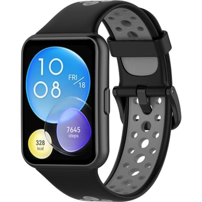 Vervangende Bandjes Compatibel voor HUAWEI Watch FIT2 Ademende Siliconen Polsbandjes Tweekleurig black